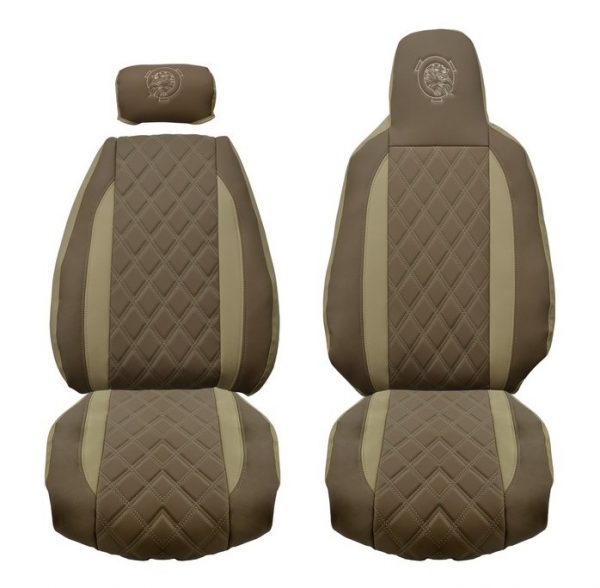 Sitzbezüge Glatt/Gesteppt passend für SCANIA Fahrerseite Recaro, Beifahrersitz Klappstuhl